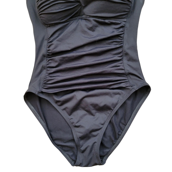 La Blanca by Rod Beattie Shirred One Piece Swimsuit Size 6 Black Excellent Cond. - Picture 5 of 8
